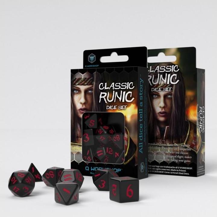 Image du produit Q Workshop SCLR06 - Jeu de dés Classic Runic noir rouge (7 pièces)