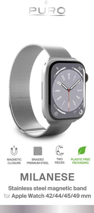 Actual product image Puro Milanese Mesh Strap For Apple Watch 42-44-45-49mm (42 mm, 44 mm, 45 mm, 49 mm, Stainless steel)
