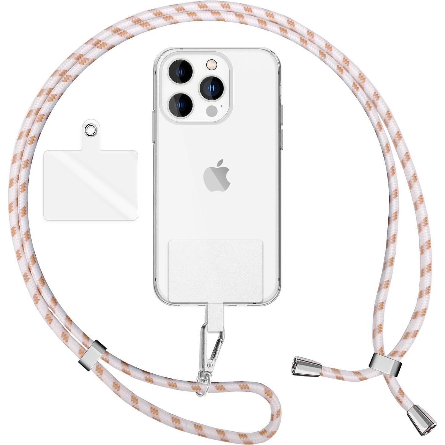 Nalia Universal Handykette zum Umhängen mit Pad, Handykette, Weiss