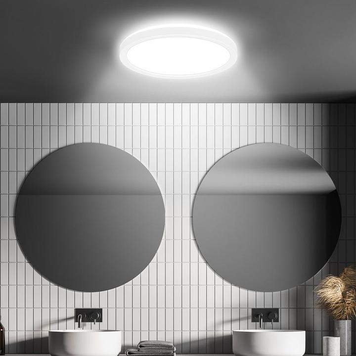 Produktbild Briloner Ultra flat LED Panel with backlight effect + Microwave, IP44, white (1900 lm)