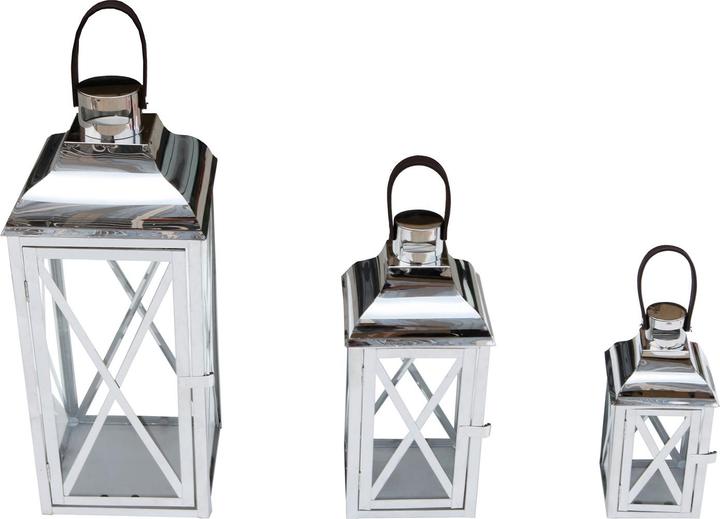 Produktbild Mojawo 3er Set Edelstahl Glas Laternen Windlicht Gartenlaterne H25/35/49cm
