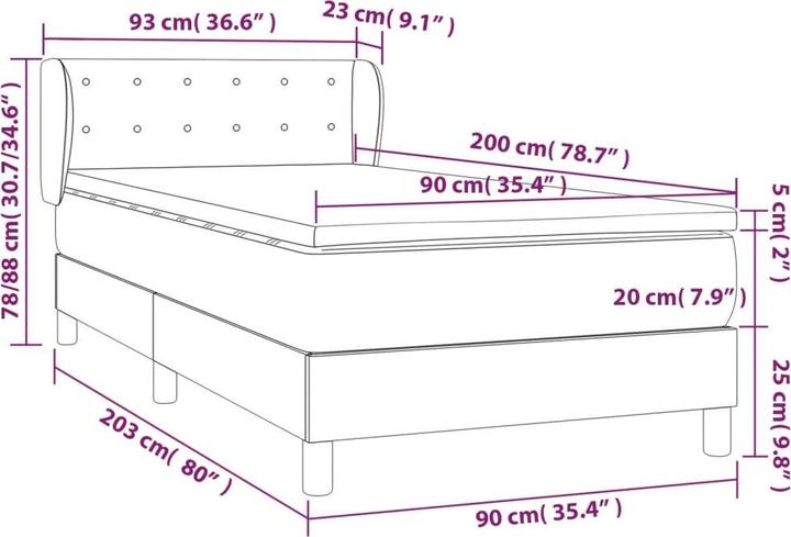 Image du produit vidaXL Boxspringbett (90 x 200 cm)