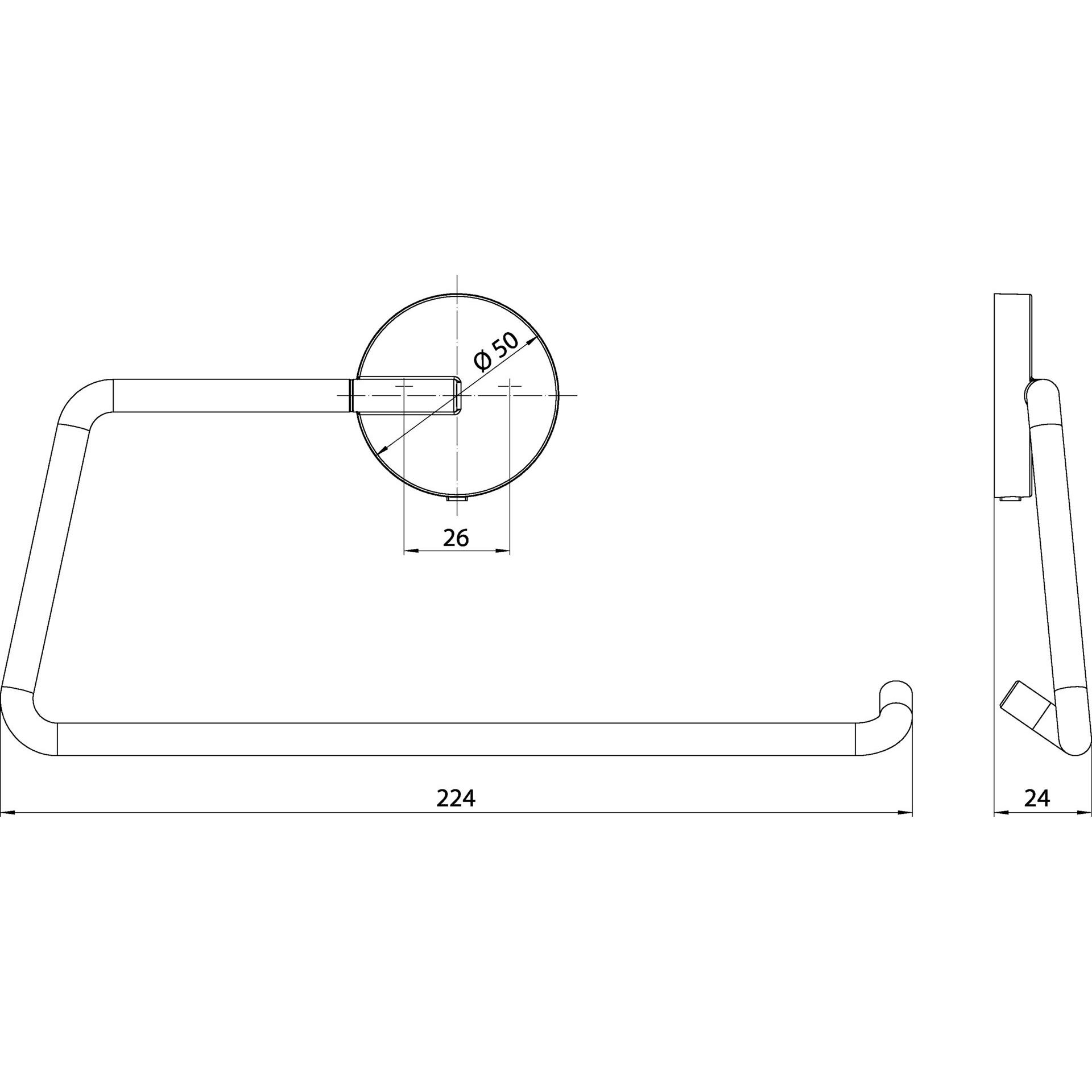 Thumbnail - Emco, Handtuchhalter + Handtuchhaken, round Handtuchring, offene Seite rechts, 4355