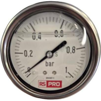 RS PRO Druckmessgerät Prozessanschluss unten Analo, Misurazione