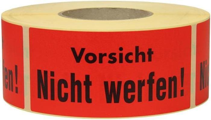 Produktbild Transpak Hinweisetikett Masse 145x70mm Papier rot Vorsicht Nicht werfen