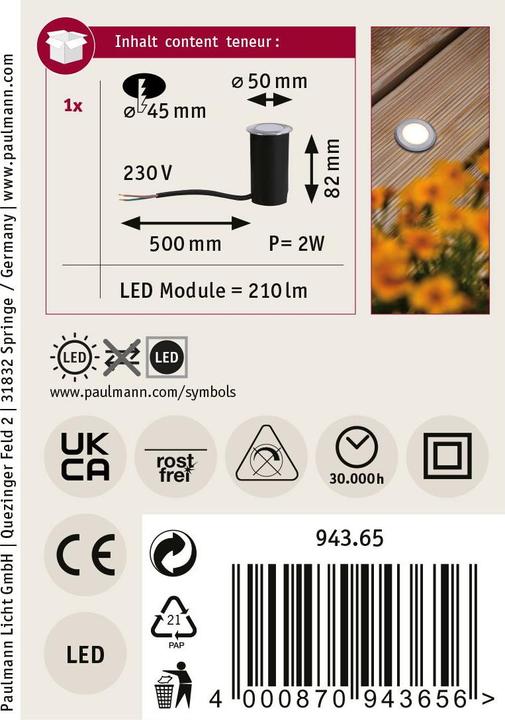 Actual product image Paulmann Floor recessed light Floor Deko (210 lm, IP65)