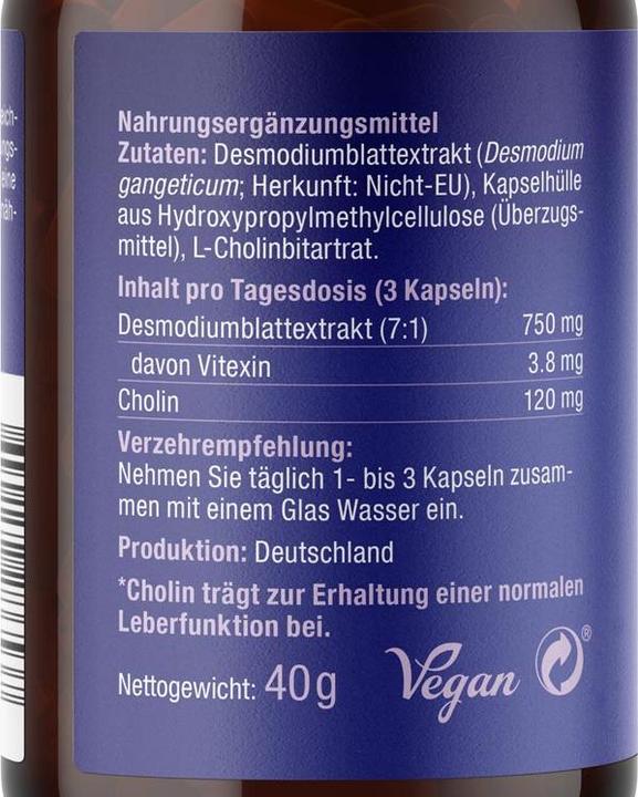Nährwerte und Zutaten Effective Nature Desmodium-Extrakt (90 Stück, Kapseln, 90 g)