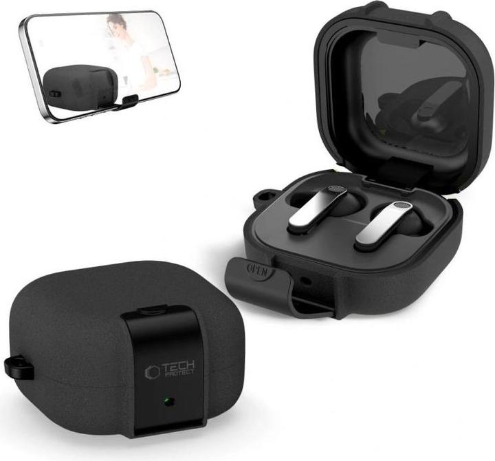 Produktbild 4Kom Tech-Protect Slim Hook Samsung Galaxy Buds 4 / 4 Pro Schwarz (Kopfhörer Hülle)