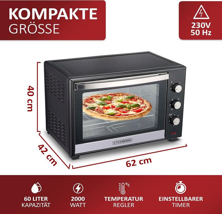 Actual product image Steinborg Minibackofen 60 Liter, Silber