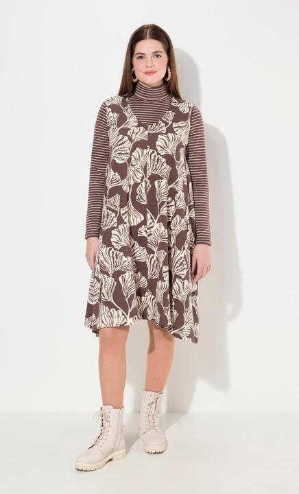 Produktbild Ulla Popken Sweatkleid, Blätter, V-Ausschnitt, ärmellos (54)