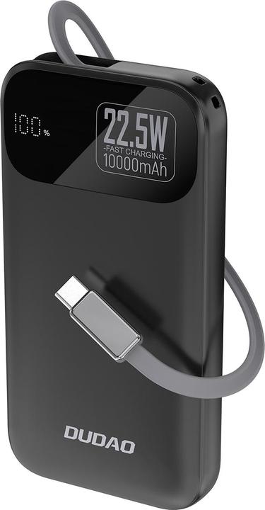 Produktbild Dudao K31 10000 mAh 22,5 W PD Powerbank mit integriertem Kabel - Schwarz (10000 mAh, 22.50 W, 38.50 Wh)