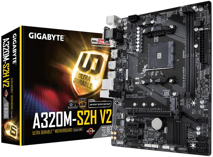 Produktbild Gigabyte GA-A320M-S2H V2 AM4 A320 MATX (AM4, AMD SoC, mATX)