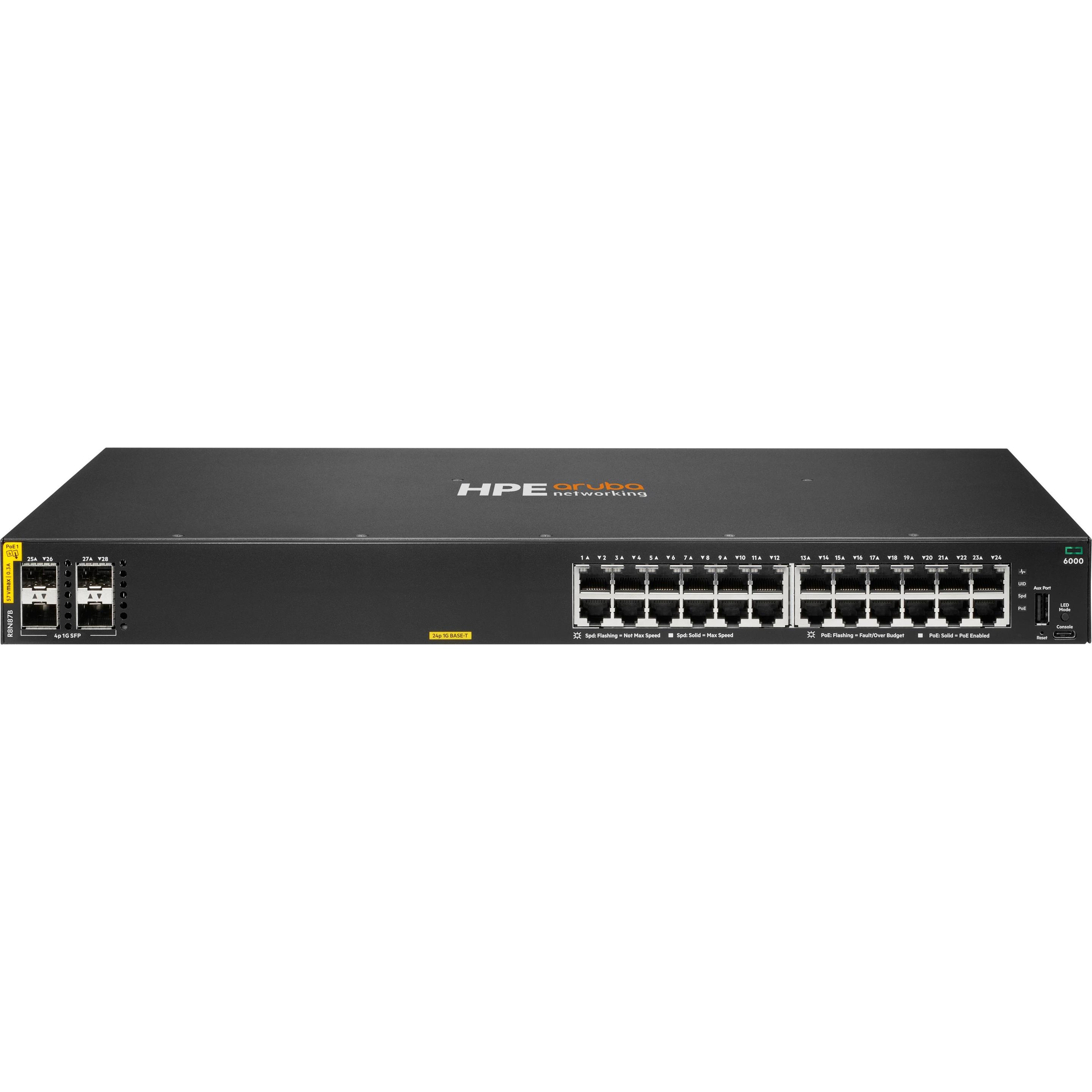 Hpe Aruba Networking Cx 6000 24P 10M/100M/1G Class4 Poe 4P Sfp 1G 370W Switch (24 Porte), Switch Di Rete