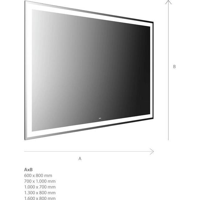 Emco, Spiegelschrank, MI 300+ LED-Lichtspiegel, Lichtausschnitt am Rand, umlaufend, Touch-Bedienfeld, 108