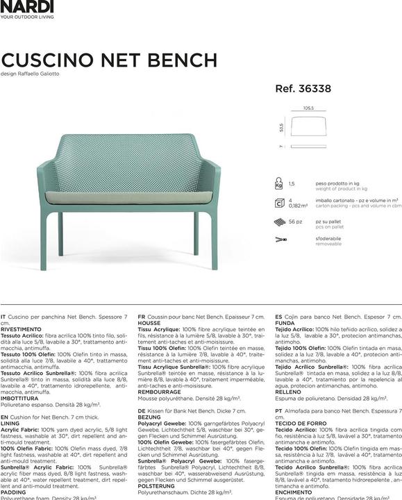 Image du produit Nardi Banc net (106 x 54 cm)