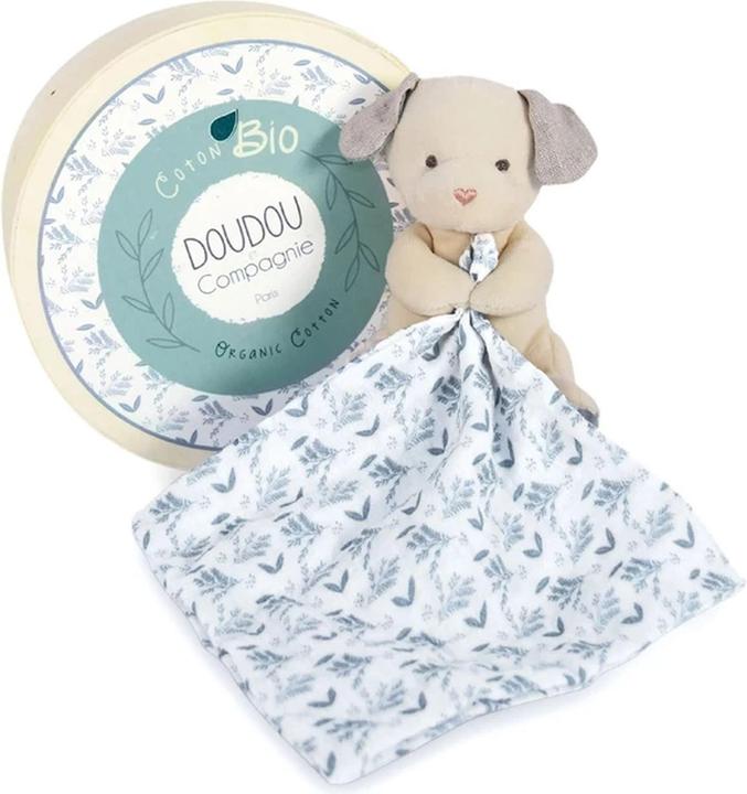 Actual product image Doudou et Compagnie Organic dog with cuddle cloth,blue 15cm
