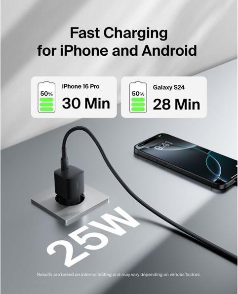 Actual product image Belkin BOOST Charge 25W USB-C sw Lad.PD/PPS 1m K. WCA012kq1MBK-B6 (25 W)