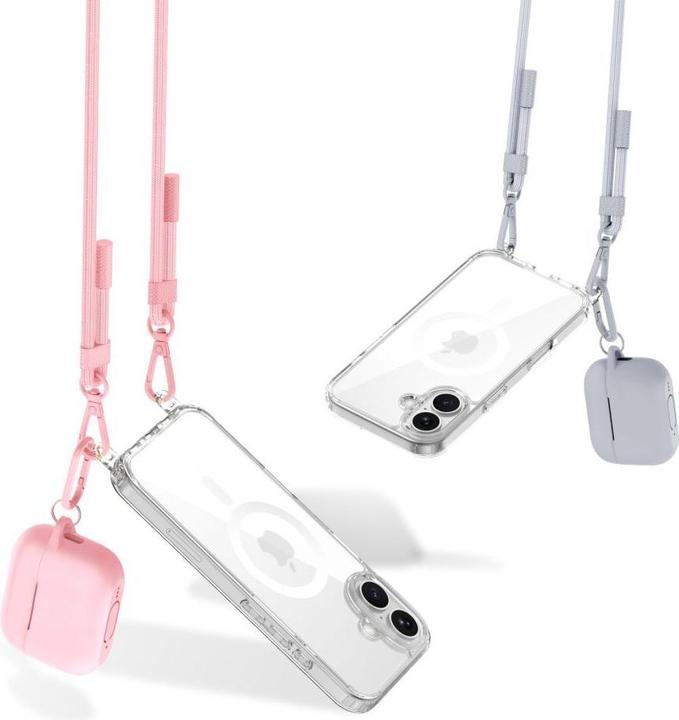 Actual product image Tech-Protect Flexair Chain Magsafe Iphone 16 Grau & Rosa (Apple iPhone 16)