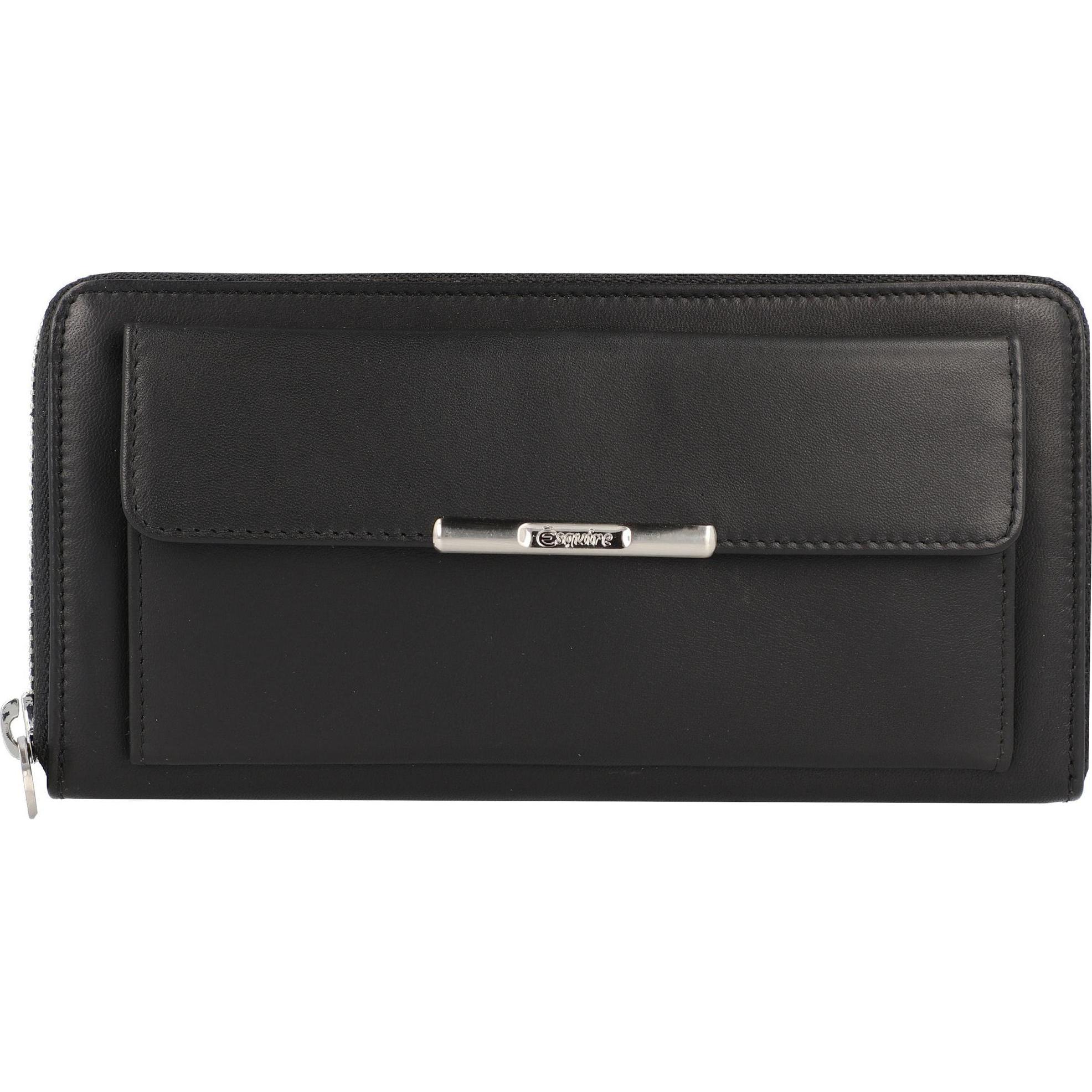 Esquire, Damen, Portemonnaie, Helena Geldbörse RFID Leder 19 cm, Schwarz