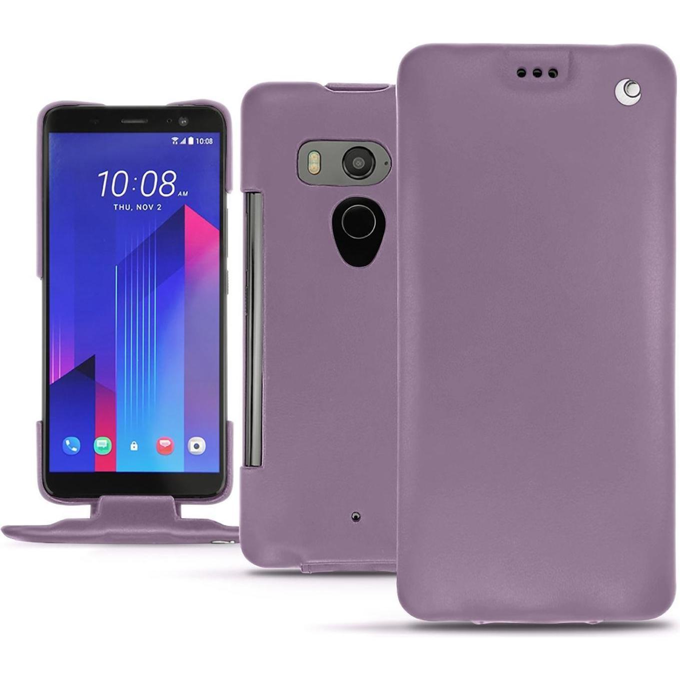 Noreve Lederschutzhülle vertikal (HTC U11+), Smartphone Hülle, Violett