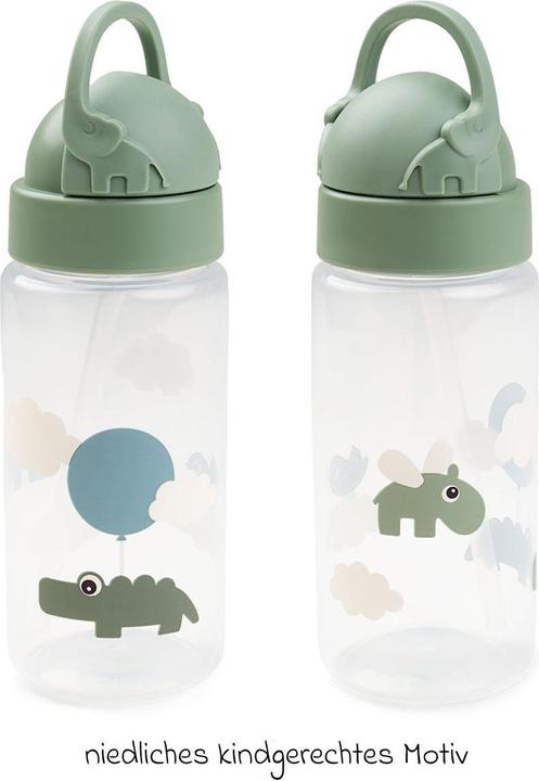 Produktbild Done by Deer Trinkflasche mit Strohhalm Happy clouds Grün (0.35 l)