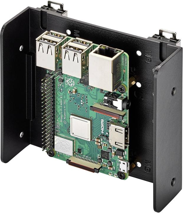 Actual product image Renkforce DIN Rail Mount Suitable for: Raspberry Pi, Arduino, Banana Pi for DIN rail mounting Black