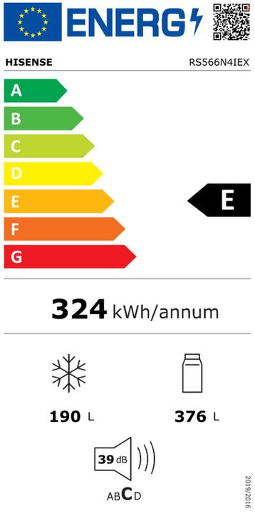 Energie-Label Hisense RS566N4IEX Kühl-Gefrier-Kombination (566 l)