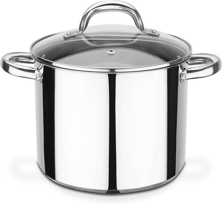 Produktbild GSW Gemüsetopf mit Glasdeckel 20cm, Edelstahl 5L (20 cm, Kochtopf, Edelstahl)