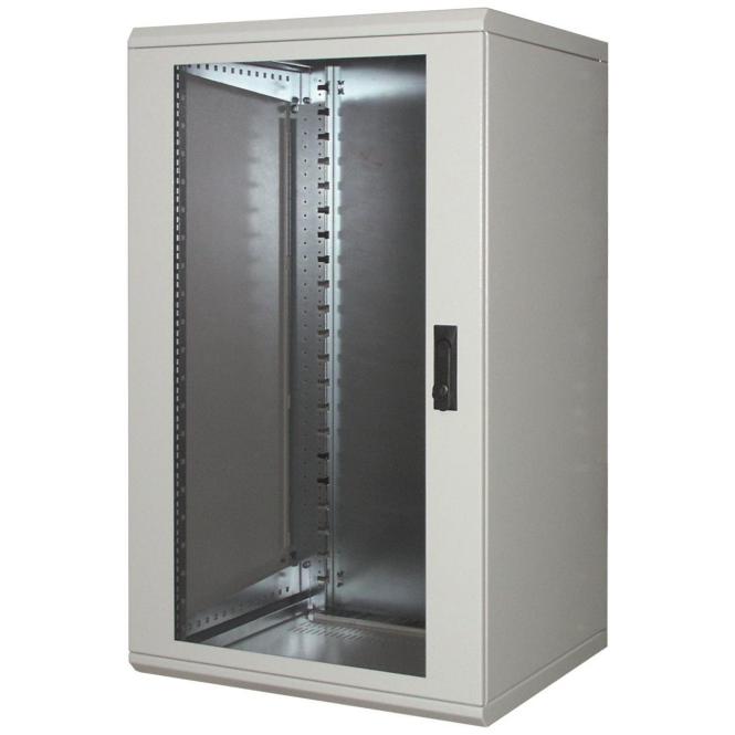 Schweitzer 19" EasyFix 21HE EF 21312 500tief ESG-Scheibe (21 HE, 19 Zoll Rack), Serverschrank, Grau