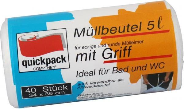 Immagine prodotto Quickpack Fodere per cestini da 5,0 l bianche, 40 pezzi. (40 x, 5 l)