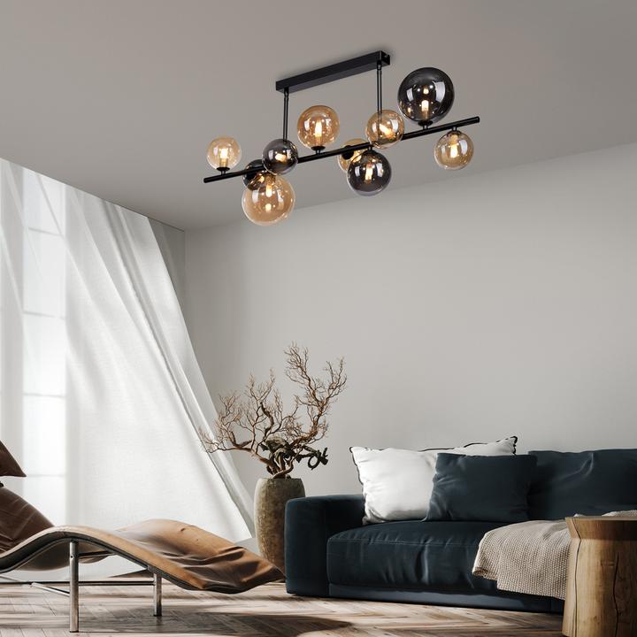 Actual product image Paul Neuhaus LED Deckenlampe POPSICLE schwarz 10-flammig Rauchglas G9 wechselbar (G9)