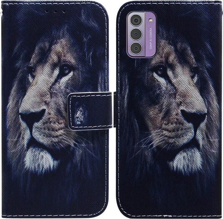 Actual product image Cover-Discount Nokia G42 - Leather case cover lion (Nokia G42)
