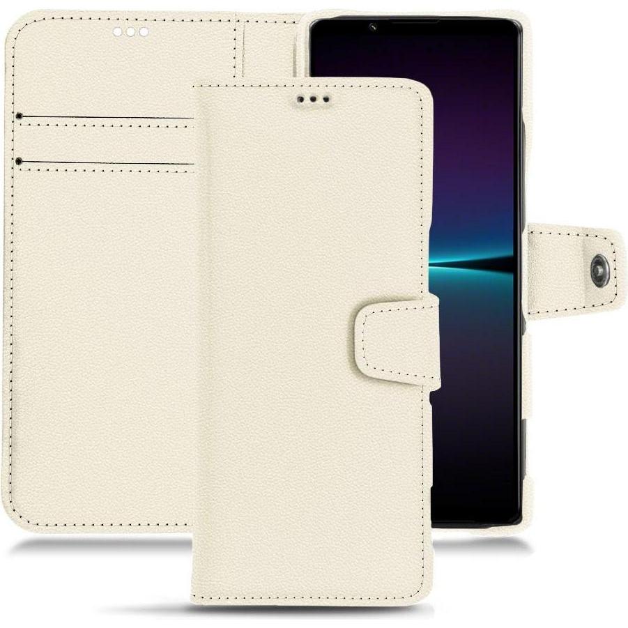 Noreve Lederschutzhülle Wallet (Sony Xperia 1 IV), Smartphone Hülle, Weiss