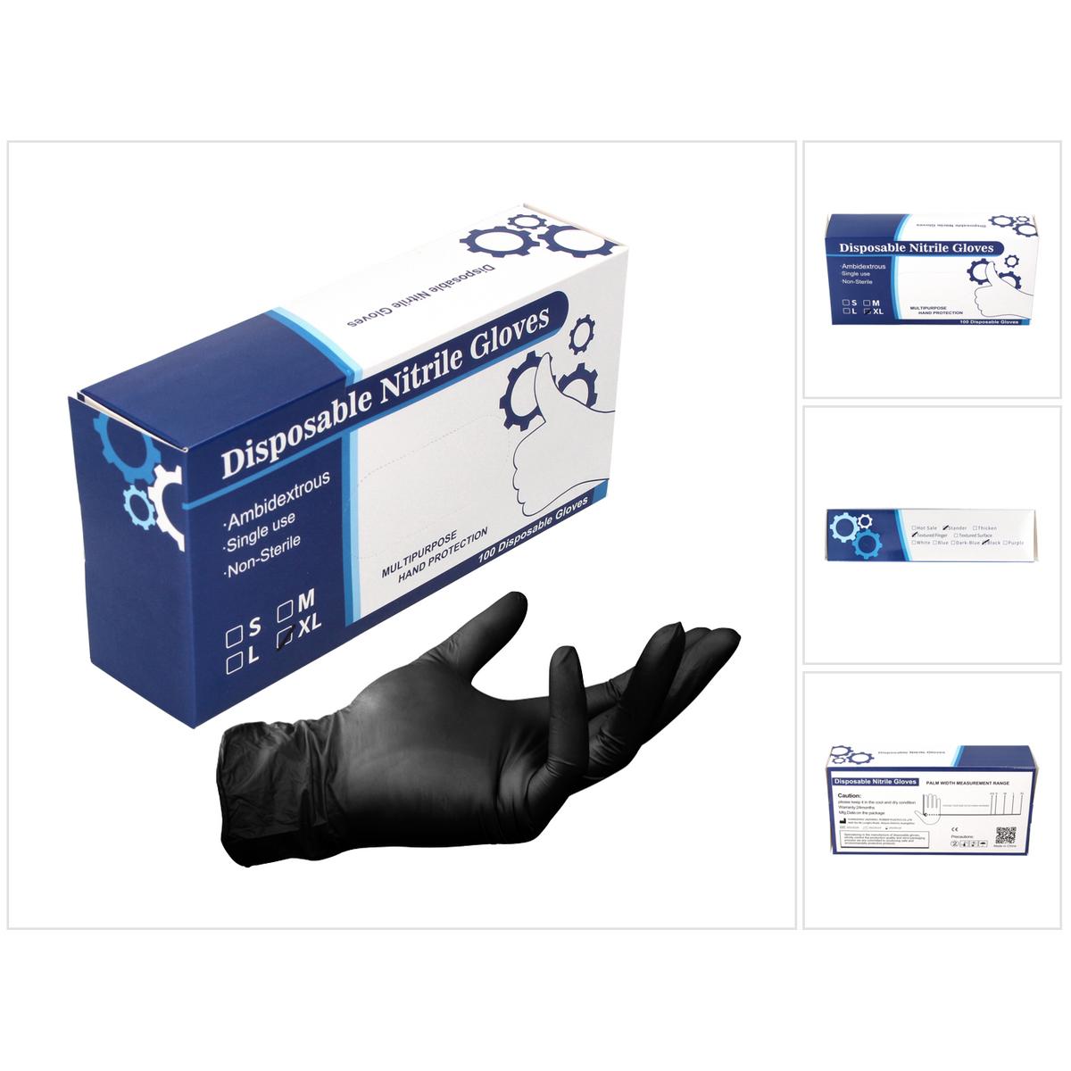Tool Brothers, Schutzhandschuhe, Nitril Einweg Handschuhe Schwarz / Black 100 Stück Grösse XL / Extra Large - nicht Ster...