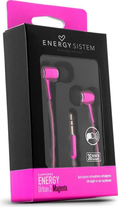 Actual product image Energy Sistem Urban 2 Wired In Ear Headphones Music Magenta (Cable)