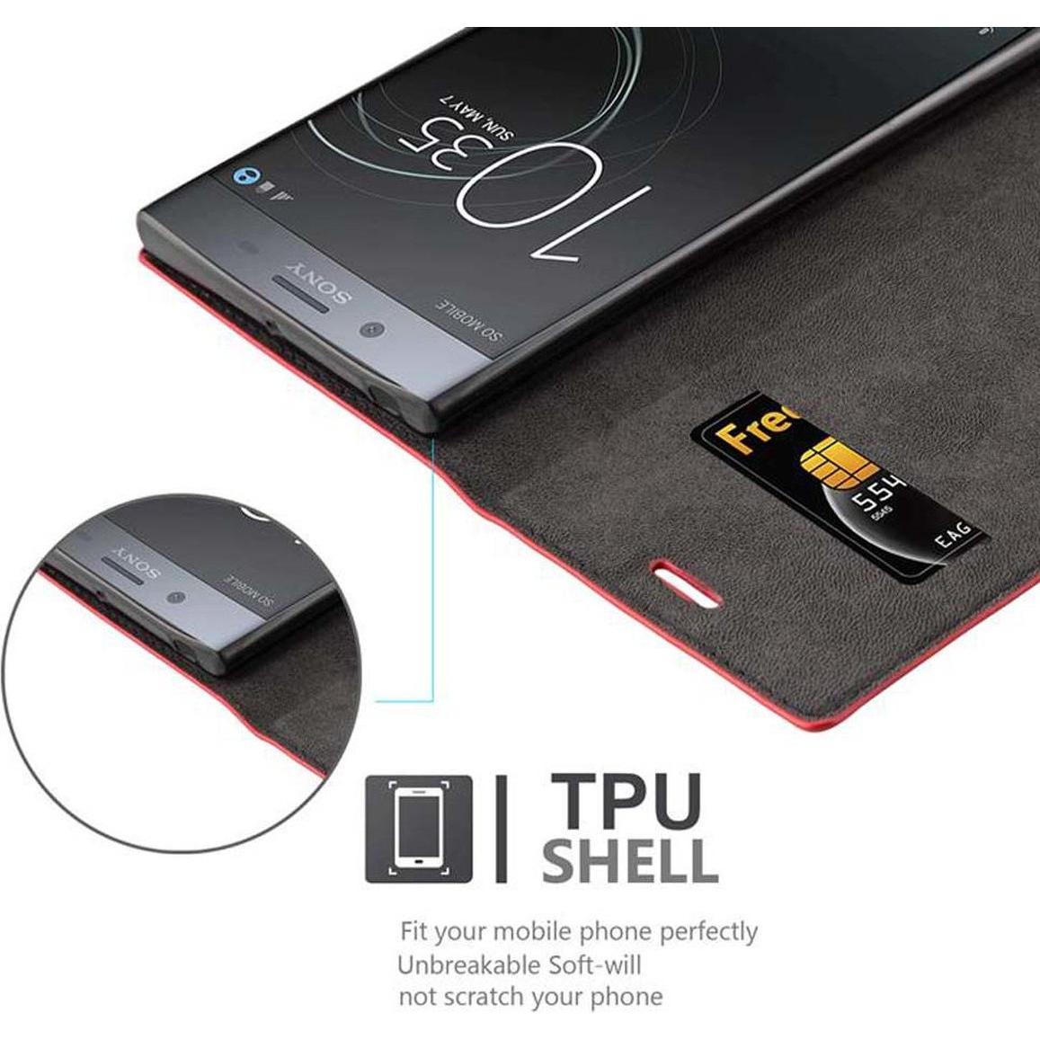 Thumbnail - Cadorabo Book Invisible Magnet Cover (Sony Xperia XZ Premium), Smartphone Hülle, Rot