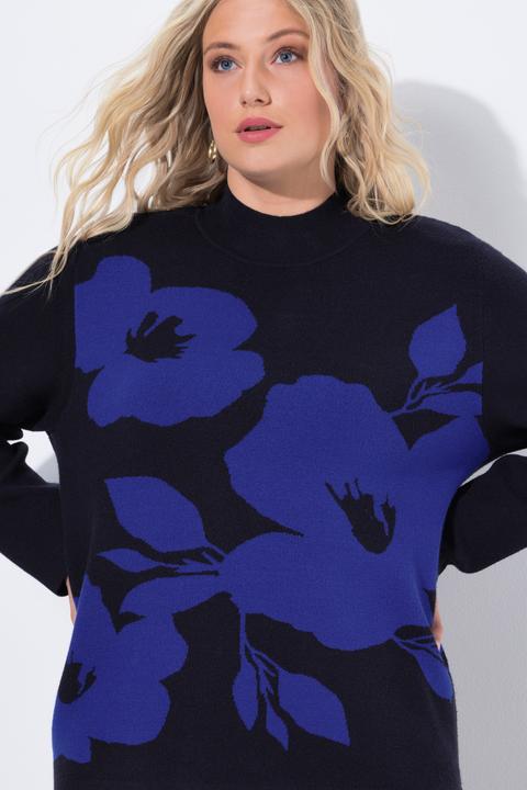 Produktbild Ulla Popken Pullover, Blüten, Oversized, Stehkragen, Langarm (60)