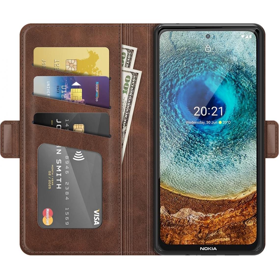 Screenguard Nokia X20 CardLounge Lederhülle (Nokia X20), Smartphone Hülle, Braun