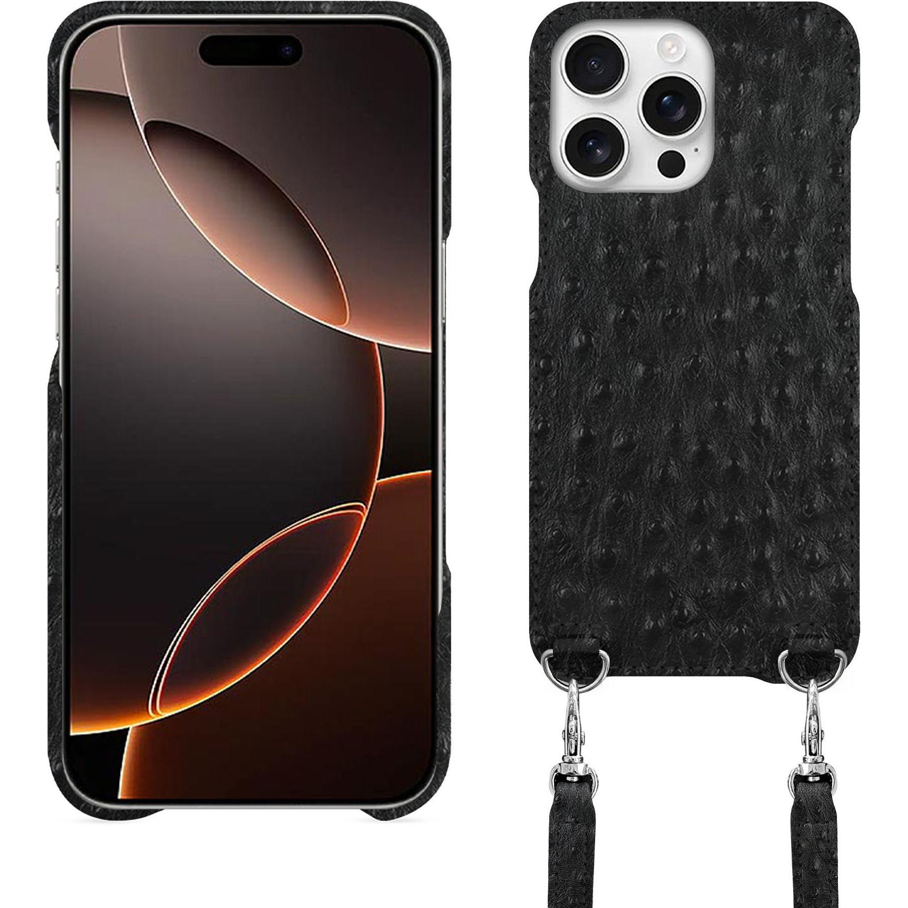 Noreve Schutzhülle mit Schulterriemen Apple iPhone 16 Pro (Apple iPhone 16 Pro), Smartphone Hülle, Schwarz