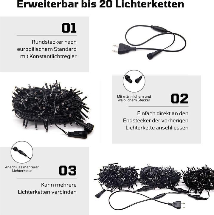Image du produit Hermex Erweiterbare LED-Lichterkette 9.7m Verlängerung mit Steckverbindung (9.70 m)
