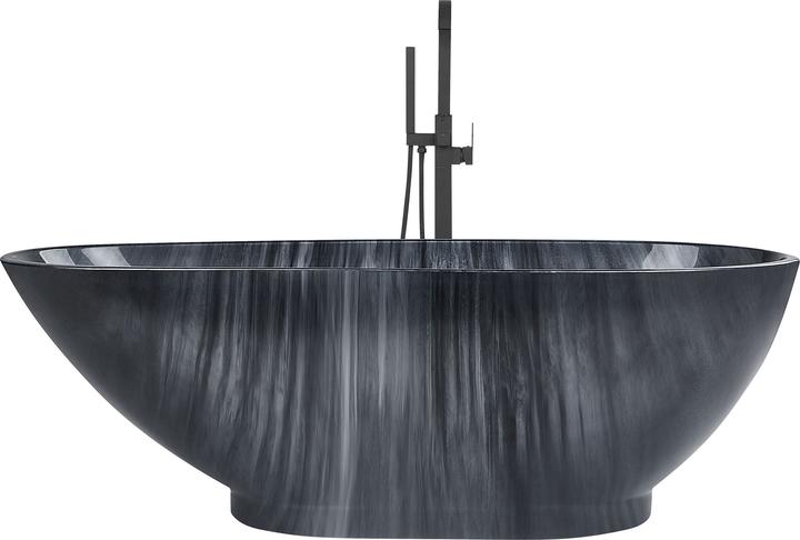 Produktbild Beliani Badewanne freistehend schwarz Marmor Optik 170 x 80 cm RIOJA (178 l, 170 cm, 80 cm)