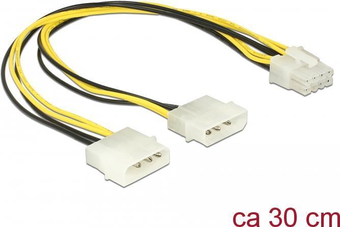 Delock Câble d'alimentation Fiche Molex à broches > Fiche EPS à 8 broches