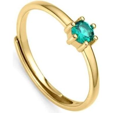 Viceroy, Ring, Graceful gold plated ring with green zirconia Clasica 9115A01 - Circuit: 55 mm, (55)