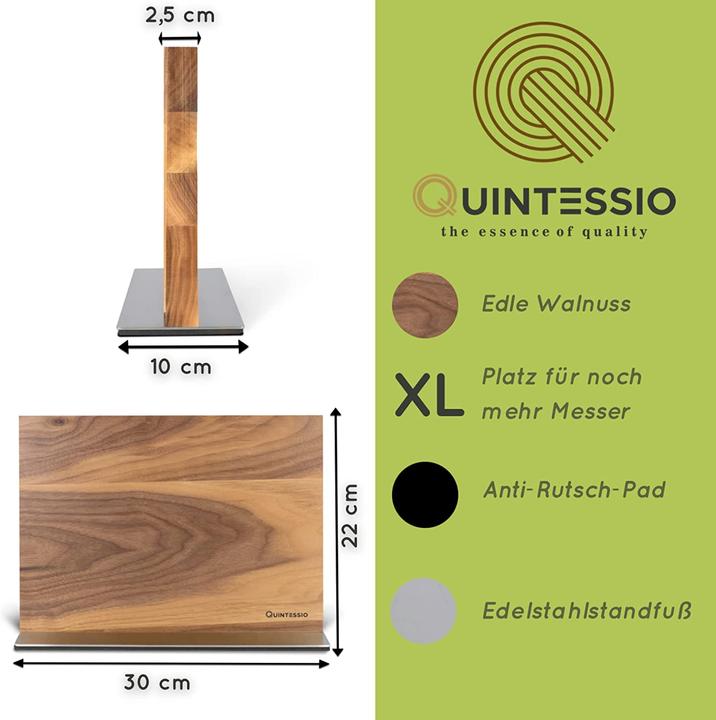 Produktbild Quintessio XL Premium Messerblock magnetisch ohne Messer Walnuss