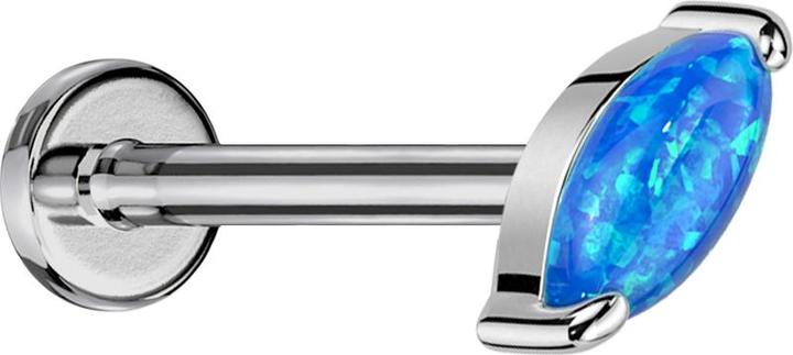 Immagine prodotto Star Piercing Micro labret filo interno argento Ovale blu opale (senza ottone, Titanio)