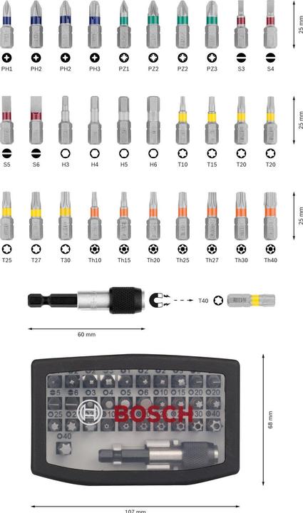 Image du produit Bosch Professional Zubehör Jeu de bits avec porte-embouts (Hexagonale (hexagonal))