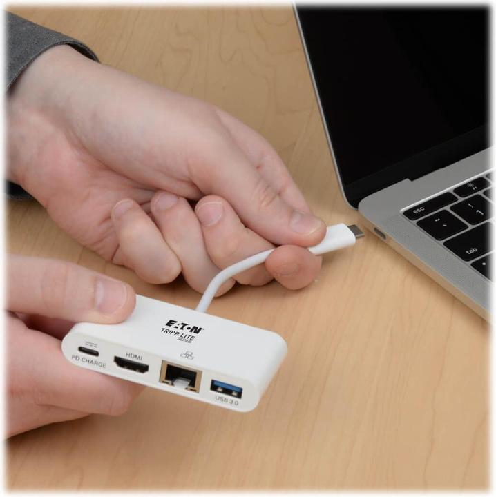 Actual product image Eaton USB-C Multiport Adapter - HDMI USB 3.0 Port GbE 60W PD Charging HDCP White (USB-C)