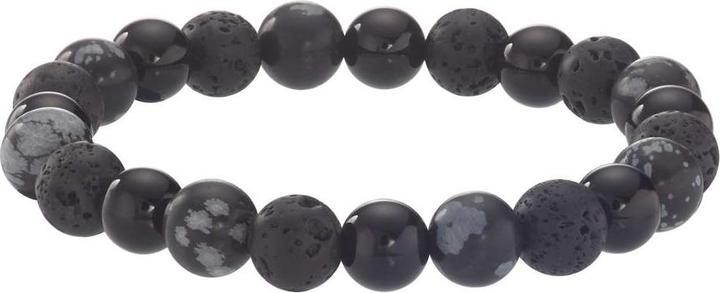 Actual product image Bijouteria Bracelet (21 cm, Lava stone, Agate, Plastic, Snowflake obsidian)