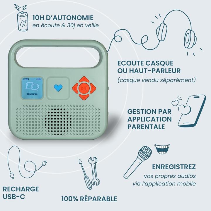 Immagine prodotto Merlin la Chouette Radio Enceinte Merlin vert amande