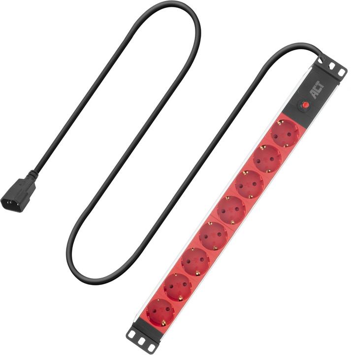 Productafbeelding ACT Extension lead PDU 19" C14 IEC60320 with 8 type F sockets, 3m H05VV-F 3G1.0